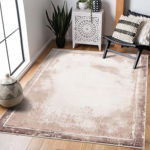 carpet city Teppich-Läufer Wohnzimmer - 80x300 cm Kurzflor Beige - Bordüre, Meliert - Moderne Flur-Teppiche Flachflor - Deko Schlafzimmer