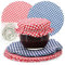 COM-FOUR® 30x napperons décoratifs pour pots Mason - napperons à confiture avec caoutchouc - décoration pour pots Mason - napperons en verre pour décorer les pots à confiture (030 pièces - rouge/bleu)