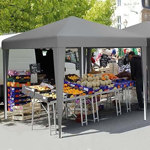 YITAHOME 3 x 3meter Pop-Up Pavillon | wasserdicht Faltpavillon | Anti-UV Gartenzelt Partyzelt | mit Tragetasche und Seilen | für Terrasse Strand Camping Markt Festival (Dunkelgrau)