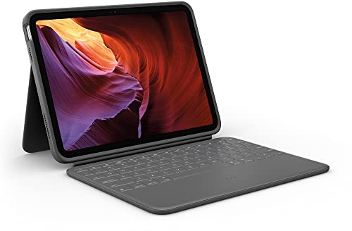 Logitech Rugged Folio Keyboard Case for iPad (10th gen & A16) with Smart Connector and Durable Spill-Proof Keyboard - Graphite