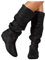Stivali Invernali Donna Pelle Caldo Curvy Anfibi Vintage Sopra il Ginocchio Elasticizzati Stivali Cowboy Western Boots con Tacco Camoscio Morbidi Stivaletti Stivali Alti Larghi Sexy