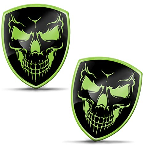 SkinoEu 2 x Aufkleber 3D Gel Silikon Giftig Schädel Totenkopf Stickers Autoaufkleber Auto Motorrad Fahrrad Fenster Telefon Laptop PC Tablet Tür KS 96