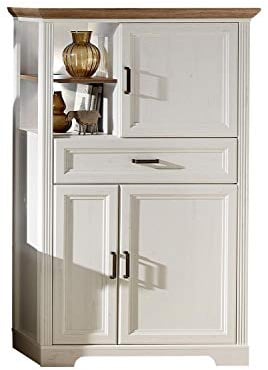 Möbel Jack Highboard Anrichte Mehrzweckschrank | Weiß | Pinie | Artisan Eiche | 3 Türen | 1 Schublade