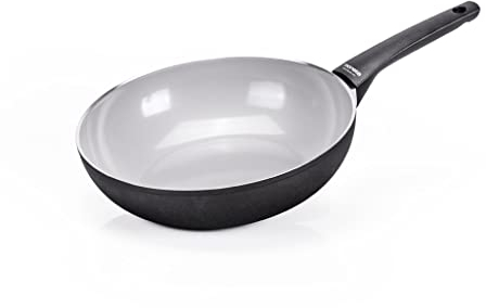 Moneta Futura Wok 28cm, rivestimento naturale FineGres (NO PFAS), anche per induzione. 100% Made in Italy