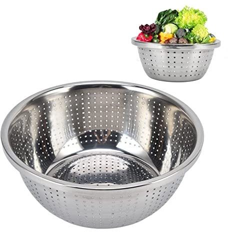 Escurridor Verduras Acero Inoxidable, Colador de Acero inoxidable con Agujeros de Drenaje Densos, Resistente óxido y a Caídas, Cesta de Drenaje para Verduras, para Cocina para Verduras y Frutas(30cm)