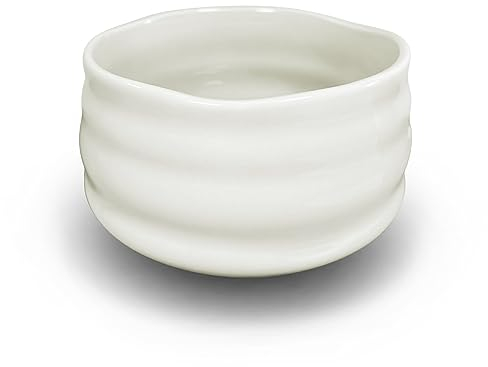 AIYICIII Keramik-Matcha-Schale, handgefertigte japanische Grünteetasse, Matcha-Tee-Schneebesen-Schüssel für Zeremonie, Chawan, 500 ml, Weiß