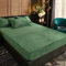 Luofanfei Winter Warme Spannbettlaken 200x200cm Boxspringbett Samt Grün Salbeigrün Warm Kuschel Frottee Bettlaken Biber Spannbetttuch Uni Muster Spannbetttücher für Hohe Matratze Steghöhe 25-30cm