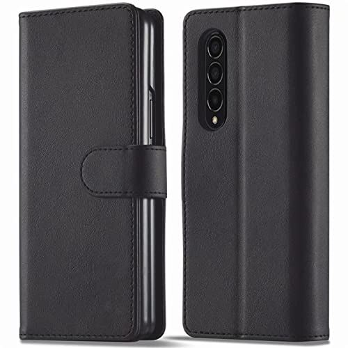 Verco Handyhülle für Samsung Galaxy Z Fold 4 Hülle, Bookcase Tasche Flipcover für Samsung Z Fold 4 5G Case [Kartenfächer/Aufstellfunktion], Schwarz