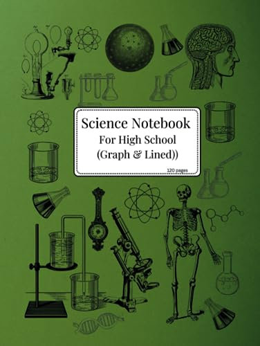 Science Notebook for High School Graph and Lined: grid notepaper for students with space for writing experiments or homework