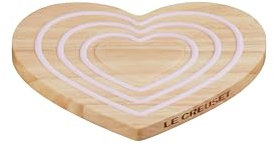 Le Creuset Magnetischer Holzuntersetzer in Herzform, 20,3 cm, rosa Silikon