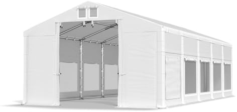DAS COMPANY Partyzelt 8x10x2,5m Lagerzelt Universalzelt Pavillon mit Moskitonetz Zelt weiß Pavillon Zelt 560g/m² PVC Plane wasserdicht Gartenzelt Winter SD - Festzelt - Gartenpavillon - Gartenhaus