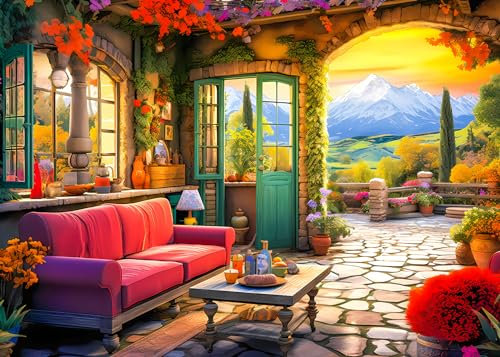 Garden House 1000 Piece Puzzle - Adults DIY Challenging Painting Puzzle
