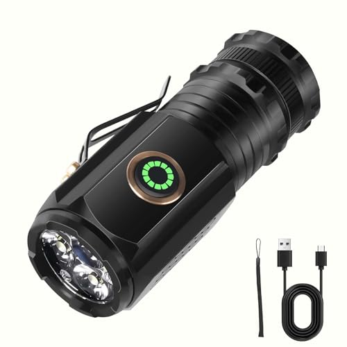flintronic Lampe Torche LED Rechargeable, Aluminium Lampe de Poche de Monstre à Trois Yeux, ampe Torche Rechargeable avec 5 Modes, Étanche Tactique Torches pour Camping Randonnée et Urgence