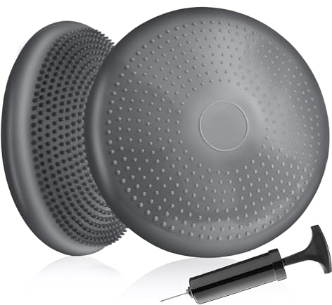 unycos - Ballsitzkissen inkl. Pumpe【Ø34 cm | Trägt 150 kg】Orthopädisches Sitzkissen Anti-Burst, Noppenkissen, Balance Pad, Luftkissen für Bürostuhl, Fitness, Reha/Koordinations (Grau; Basic)