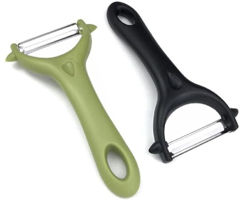 TNSRAY Sparschäler, 2 Stück Sparschäler, 14,5×7,5cm Schäler Gemüse Universalschäler Edelstahl Kartoffelschäler Spargelschäler für Gemüse Obst Gemüse Universalschäler(Schwarz&Grün)