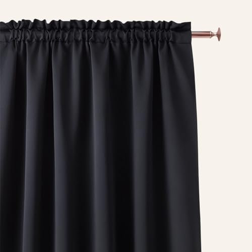 ROOM99 Vorhang mit Kräuselband Aura 140 x 300 cm Breite x Höhe Schiebegardinen Modern Curtain Wohnzimmer Schlafzimmer Schwarz, 1 Stück