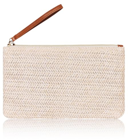 Zercart Womens Wristlet Bag Straw Clutch Bag Woven Handbags Summer Beach Bags Straw Handbag Purse for Summer Beach Vacation