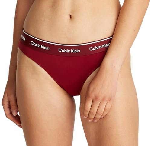 Calvin Klein Bas de Bikini Femme avec Ceinture Emblématique, Rouge (Plum Glaze), L
