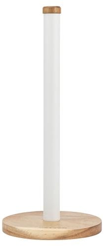 Salter BW13565WEU7 Toronto Kitchen Roll Holder – Freestanding Paper Towel Holder, Countertop Stand, Worktop Organiser Storage Rack for Standard Kitchen Rolls, Classic Acacia Wood Design, White