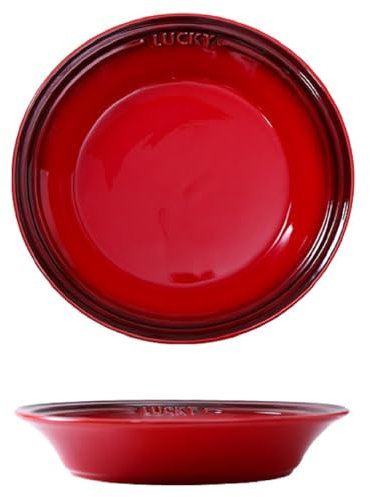 Dessertteller Bunt Porzellan Teller Suppenteller, Keramik Salatteller Kuchenteller 8 Zoll Pastateller Frühstücksteller, Küche Servierschalen Für Nudeln, Salat, Suppe, Haferflocken, Obst (Rot)