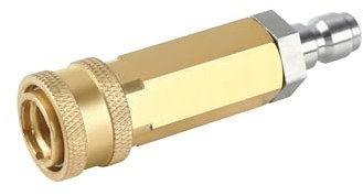 FOOCO High Pressure Washer Filter with 1/4” QC Male Plug and 1/4” Quick Connector, Stainless Steel and Brass Filter for Pressure Washer Surface Cleaner and Power Washer Gun- 5000 PSI