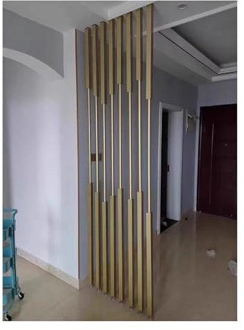 Paravent Raumteiler Innen Dekor Eisen Moderne Raumtrenner Säulen Gold, Bohrfrei Raumtrennsäule Mit Höhenverstellbaren Füßen, Zeitgenössische Eingang Temporäre Trennwand Paravent(8 pack,80cm/31.5in/2.6