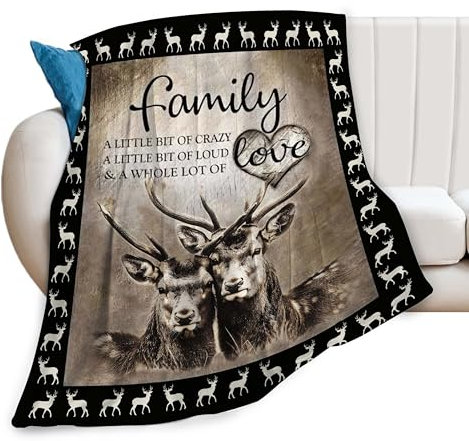 Familien-Hirschdecke, Landhaus-Elch-Dekor, Überwurf für Mädchen, Jungen, Liebhaber, Winter, Couch, Bettwäsche, super warm, weich, Plüsch, leicht, Fleece-Flanell, für Kinder, Erwachsene, Herren, Damen