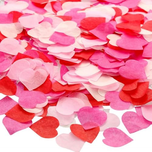 10000 Stück Konfetti Bunt, Konfetti Hochzeit, Konfetti Herzen, Tischdekoration Konfetti, Geeignet für Luftballons Valentinstag Kindergeburtstag Party Feier Hochzeit Veranstaltung (2.5cm)