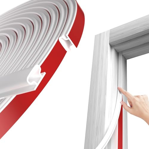 Joint Porte Fenetre Isolation Froid, Type D Caoutchouc Joint de Porte, Boudin PVC Cadre Porte Voiture,Joint D'étanchéIté Fenetre,Weather Stripping Door Seal, 6 Mètre Blanc