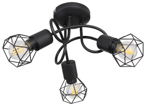 GLOBO Decken Strahler Retro Käfig Lampe schwarz Wohn Zimmer Spot Leuchte Spotrondell 3 flammig