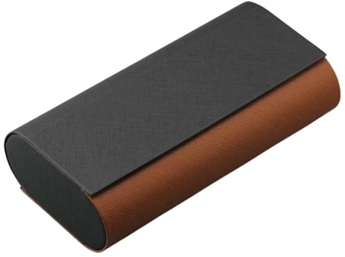 Hard Shell Double Glasses Case | Protective Dual Eyeglasses Box for 2 Pairs of Spectacles Sunglasses Shades | Unisex Portable Eyewear Specs Casing Pouch for Men Women Children (Black-Brown)