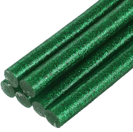 sourcing map 6pcs Mini Hot Glue Sticks for Glue Gun 7mm x 100mm Small Glue Sticks, Glitter Green