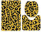 Badezimmerteppich Gelber Leopard Druck WC Vorleger mit Ausschnitt WC Deckelbezug 3 Teiliges WC Teppich rutschfeste Badgarnitur U förmiger Badematte Waschbar Bad Teppiche Set 45x75 cm