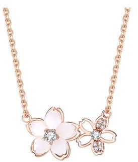 XFSRG Collier Femme en Acier Inoxydable avec Fleurs de Cerisier, Chaine Or Rose, Bijoux Élégants pour Toutes Occasions