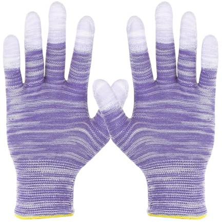 sourcing map 4Set Anti-Static Gloves Electrostatic Protective Gloves with PU Fingertips Large Size for Automotive Vinyl Wraps and Decal Applications, Purple