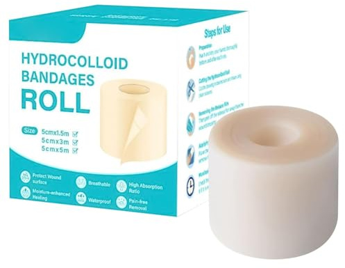 Hydrokolloid-Verbände, aktualisierte Hydrokolloid-Rolle für die Wundversorgung, Hydrokolloid-Verband, extra großes Pflaster mit Selbstklebebeschichtung, auf Maß zuschneidbar (5cm*1.5m)