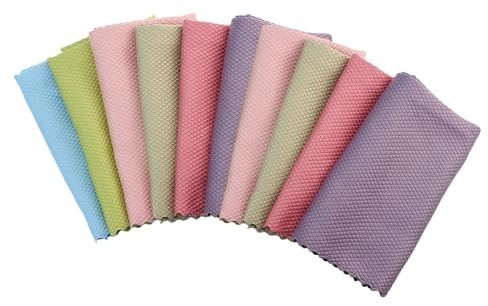 LRXIYODE 10 Stück Mikrofaser Küchenhandtücher Fischschuppen Reinigungstücher mit Hoher Wasseraufnahme und Angenehmem Griff für Vielseitige Haushaltsanwendungen Zufällige Farbe