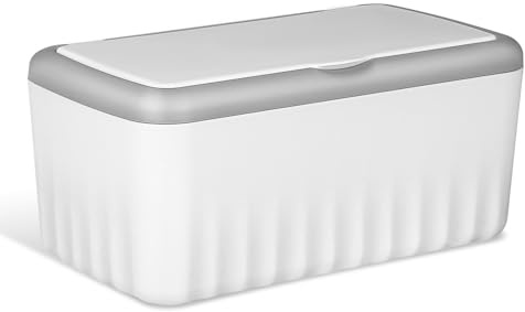 Feuchttücherbox mit Deckel, Rechteckiger PP Behälter, Groß | Weiß, Versiegeltes Design, Große Kapazität, für Schlafzimmer und Wohnzimmer, Kreative Form