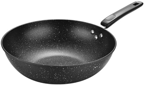 FOMIYES Poêle Wok Antiadhésive 30 Cm en Pierre Maifan Poêle à Frire Épaisse Compatible Cuisinière à Induction et Gaz Polyvalente Cuisine Quotidienne