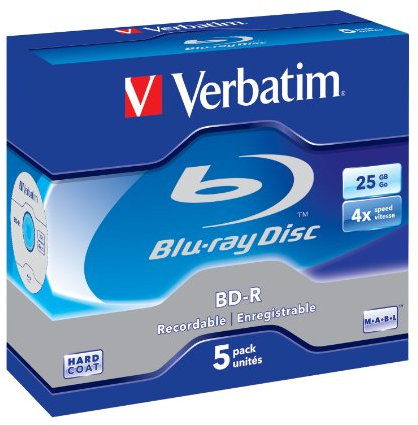 Verbatim 43613 BD-R 2x 25GB Blu-ray 5 pack Jewel Cased