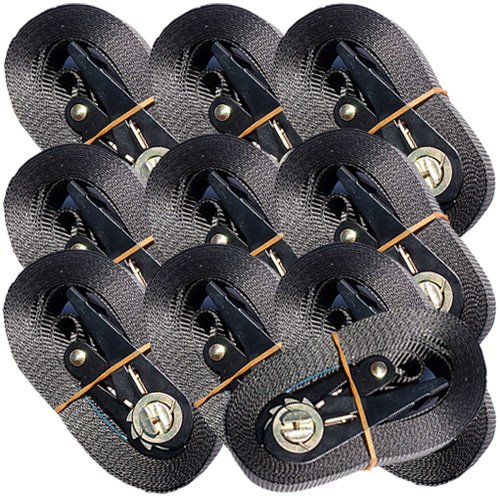 10 SPANNGURTE mit ZURRRATSCHE 6 m 0,8 t EN-12195-2 Zurrgurte 6m (Schwarz)