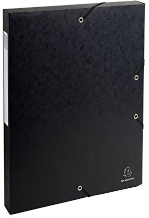 Exacompta 50301E 8er Pack Premium Sammelboxen aufgebaut mit Gummizug 25 mm breit aus extra starkem Colorspan-Karton mit Rückenschild für DIN A4 Archivbox Heftbox Dokumentenbox Sammelmappe schwarz