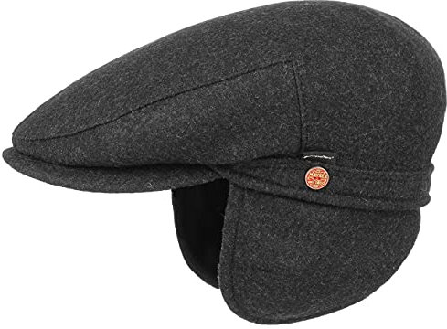 Mayser Sympatex Schirmmütze Flatcap mit Ohrenklappen Outdoor Fleecefutter Herren Sommer Winter Made in EU grau 57 cm