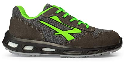 U-Power Red Lion Point, zapatos de seguridad unisex, ligeros, flexibles, de cuero antipinchazos, con inserto Infinergy, con puntera de aluminio - Grey & Green 48