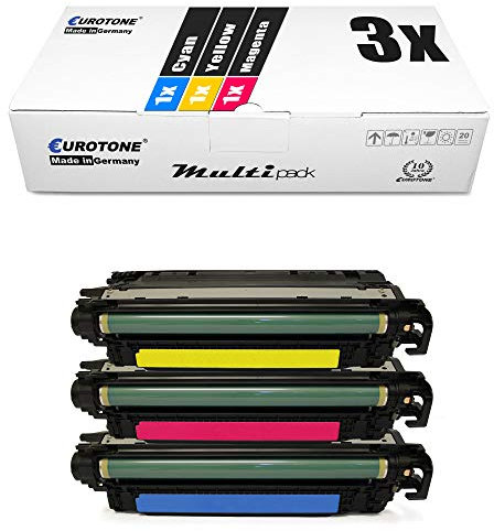 3X Eurotone kompatibler Toner für HP Color Laserjet CP 3525 wie CE251A-53A CE251A-CE253A Color