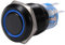 19mm LED push-button switch, LED ON/OFF self-locking black waterproof push-button switch 12V-24V(Blue)