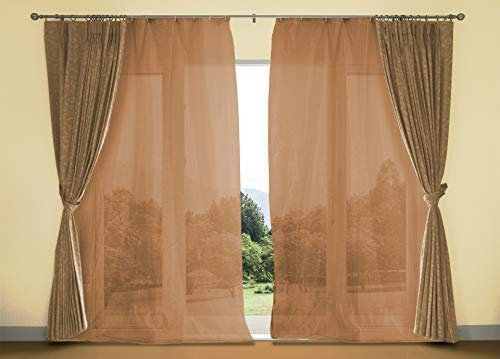 EUROSTYLE Tenda ZANZARIERA Mosquito Rete FITTA con Frange E Anelli Inclusi (150X250CM, Marrone)