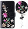 Xifanzi Hülle Samsung Galaxy A10 3D Rhinestone Glitzer Handyhülle Brieftasche PU Handytaschen Etui Schutzhülle Schwarzes Ledertasche Rose Muster für Samsung Galaxy A10 Bookstyle Schützend