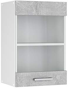 Vicco Glass kitchen cabinet Raul, Concrete/White, 40 cm