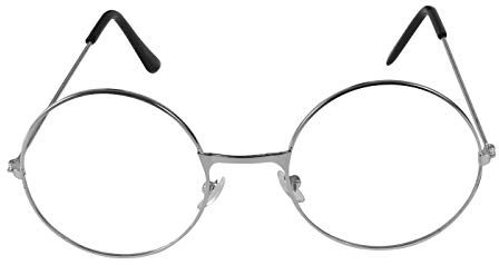 Alsino Nikolausbrille Santa Claus Brille Rund Vintage Retro Ultra Leicht Weihnachtsmann Kostüm Accessoire Ohne Stärke (silber)